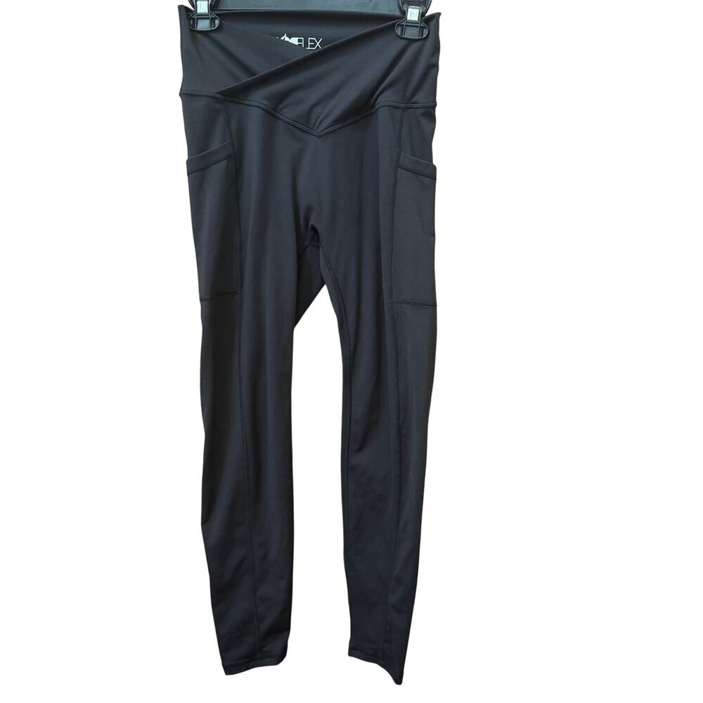 POPFLEX Magical Womens Leggings Pockets Medium 25" Inseam High Rise Ankle Black
